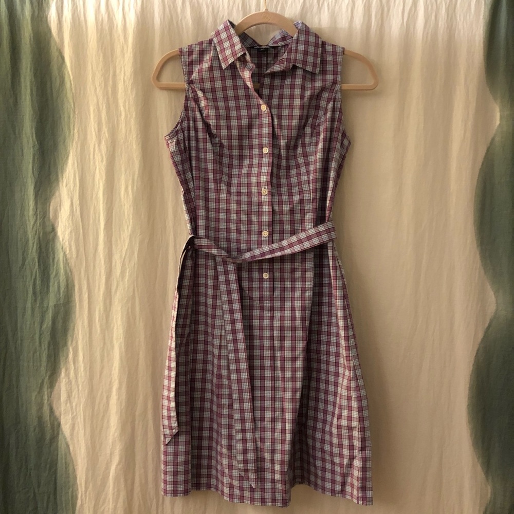 Lands End sleeveless madras dress